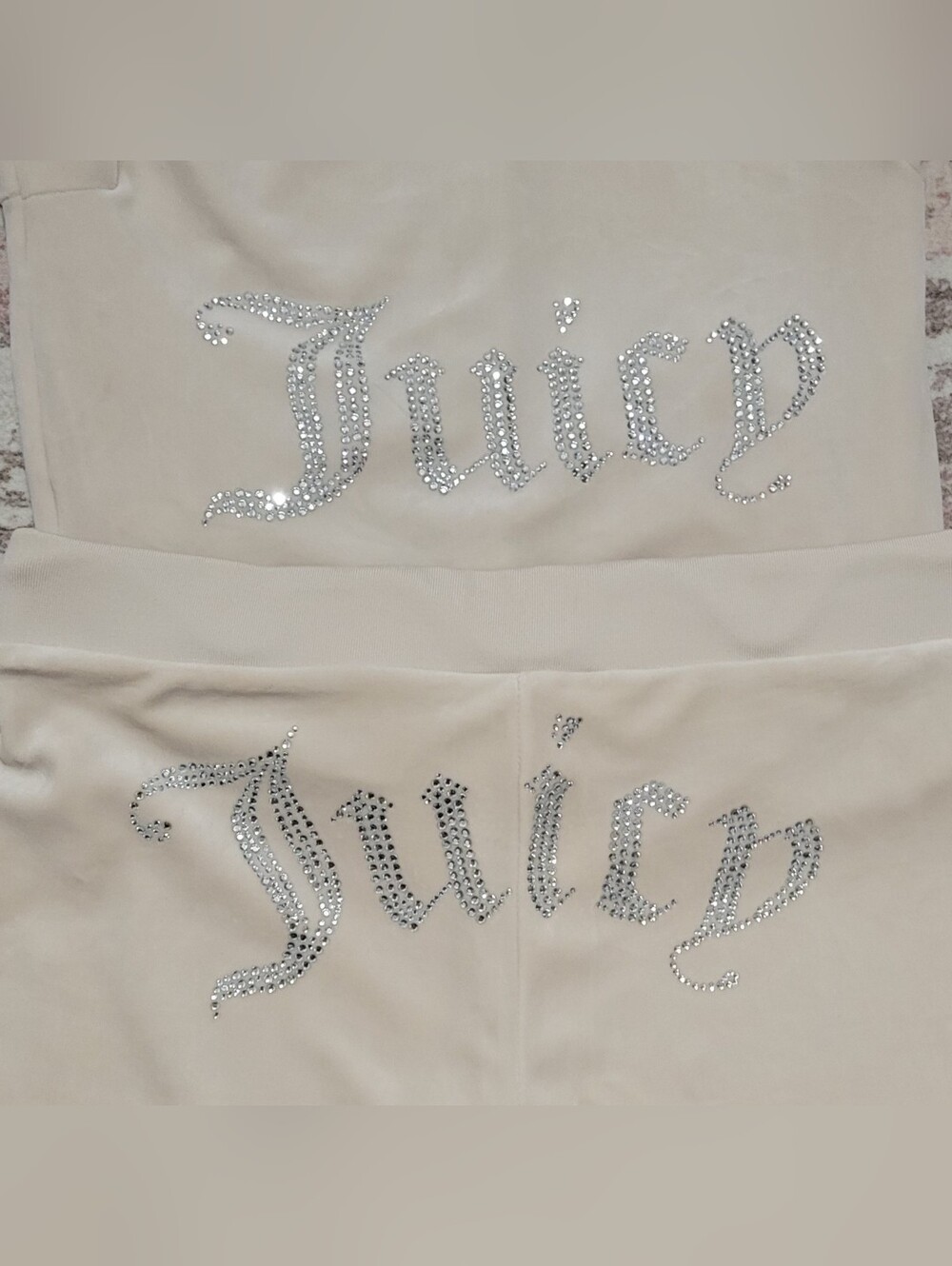 Juicy Couture Crystal Luxe Velour OG Bling Zip Up Hoodie & Pants Set - S/M - Picture 4 of 6